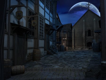 Средневековый город ночью