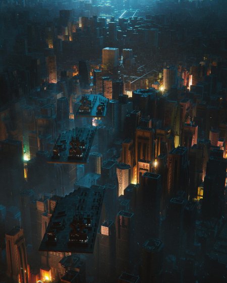 Город в стиле киберпанк