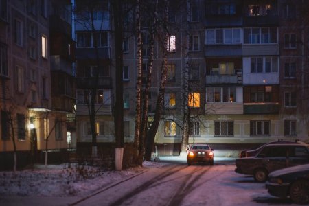 Хрущевки ночью зимой