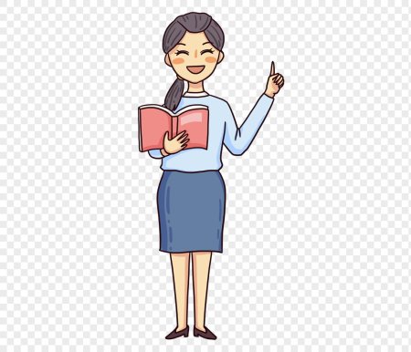 Учительница на прозрачном фоне