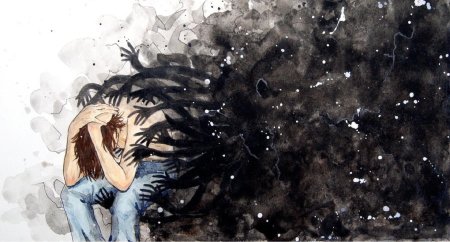 Человек падает в бездну арт