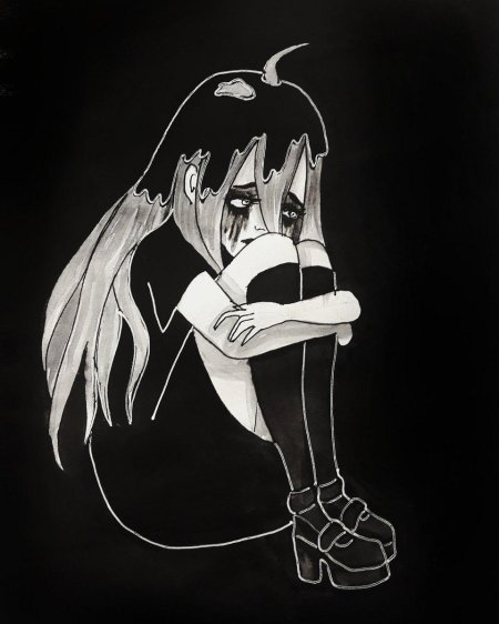 Грустная аниме девушка