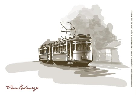 Трамвай на белом фоне