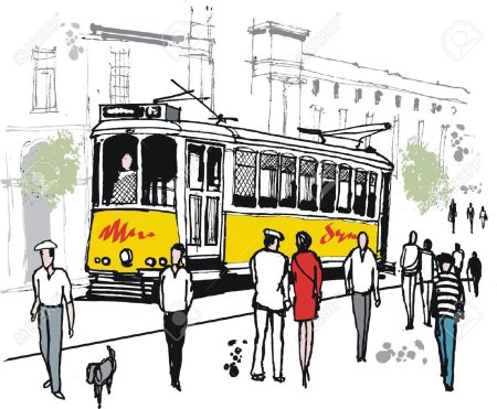 Трамвай иллюстрация