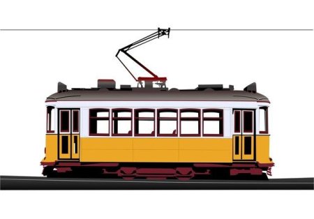 Трамвай на белом фоне