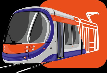 Трамвай на прозрачном фоне