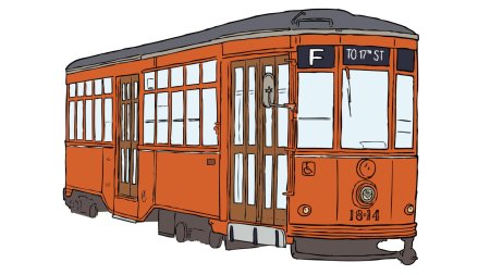 Трамвай на белом фоне