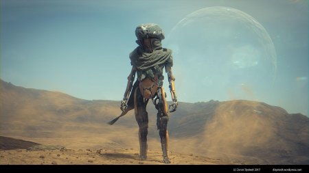 Киберпанк робот в пустыне