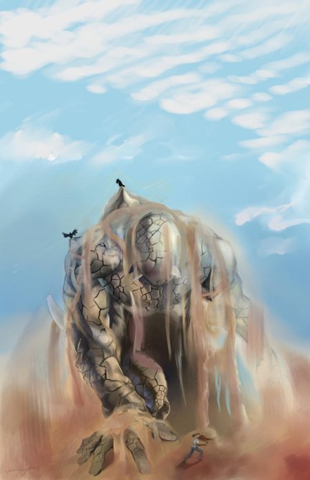 Голем в пустыне геншин арт