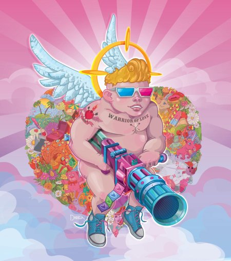 Купидон с автоматом тату