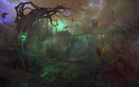 Готичное кладбище фэнтези арт