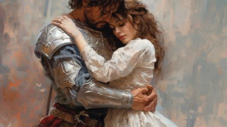 Рыцарь обнимает даму