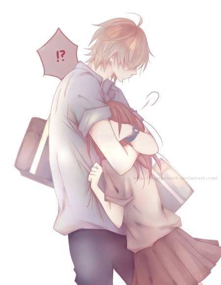 Аниме парень обнимает