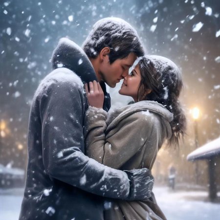 Влюбленная пара зима