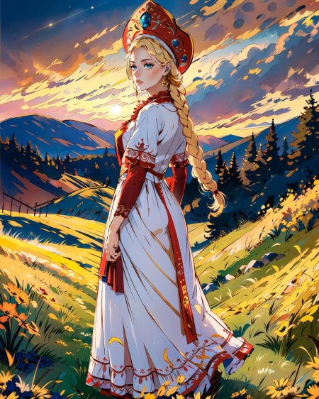 Славянская девушка рисунок