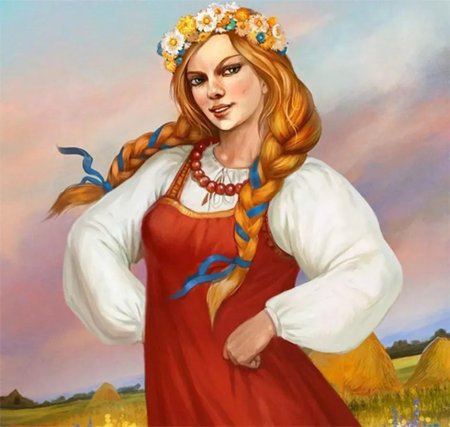Русская девица рисунок