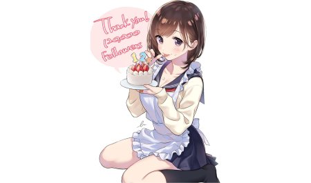 Аниме девушка с тортиком