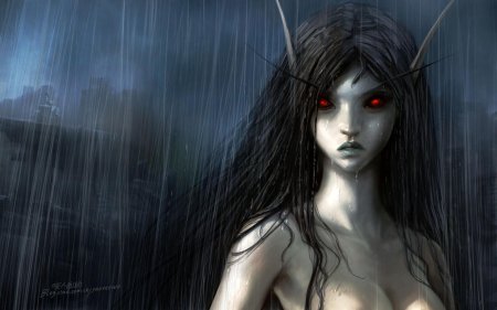 Эльфийка с черными глазами