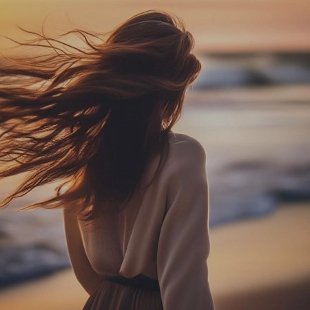 Девушка с русыми волосами со спины