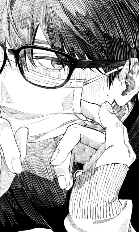 Аниме парень в очках