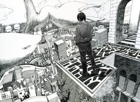 Человек на крыше арт