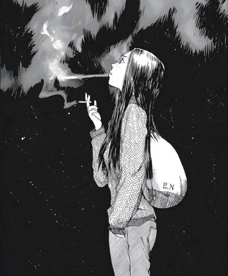 Девушка с сигаретой арт