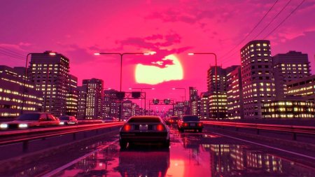 Ретровейв город неон