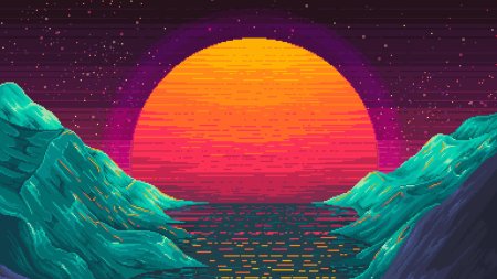Ретро вейв пиксель арт