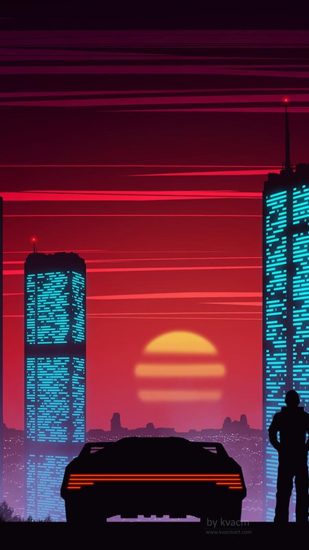 Ретровейв город неон