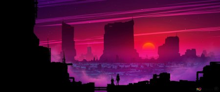 Ретровейв киберпанк город