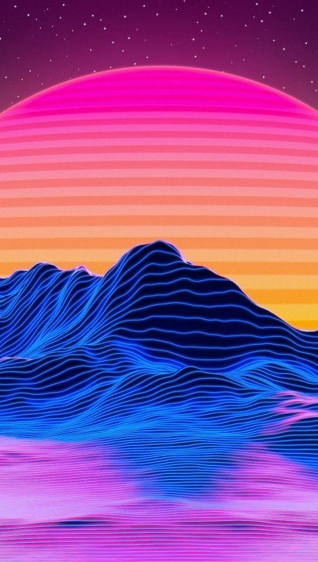 Ретровейв горы неон