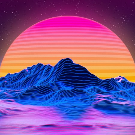 Неоновый закат ретровэйв вапорвейв retrowave