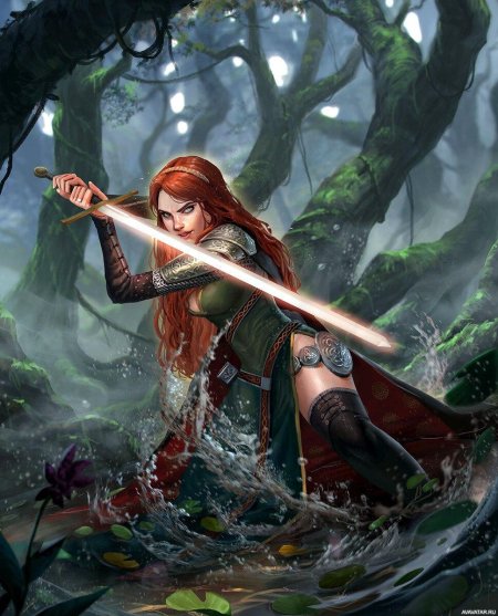Рыжая эльфийка арт фэнтези