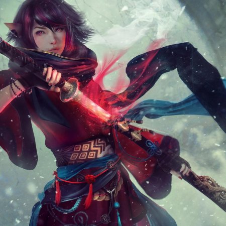 Девушка с мечом арт