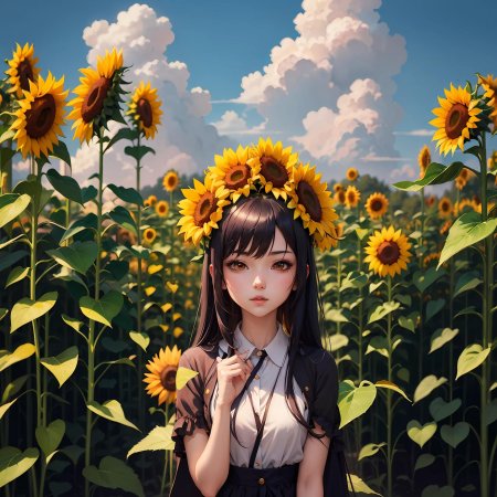 Девушка в подсолнухах