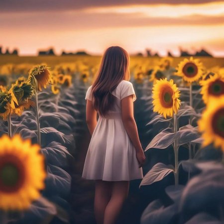 Девушка в подсолнухах