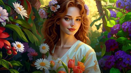 Цветы девушка