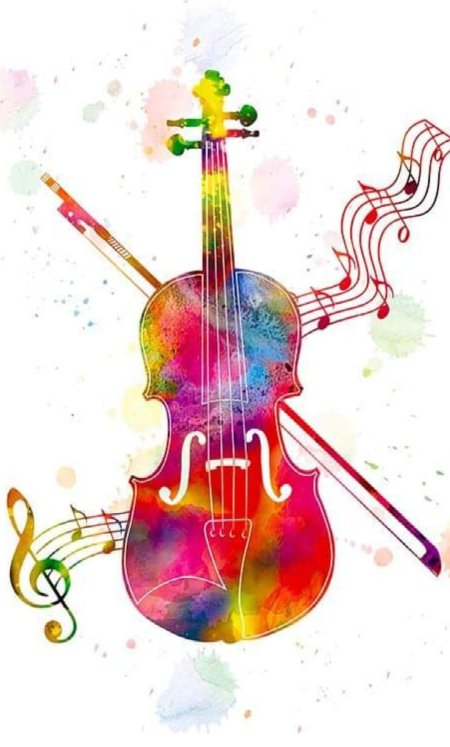 Виолончель акварель