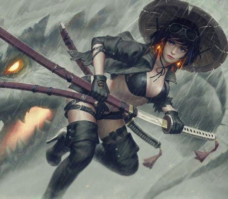 Девушка самурай арт