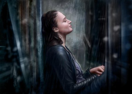 Девушка под дождем