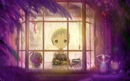 Девочка смотрит в окно