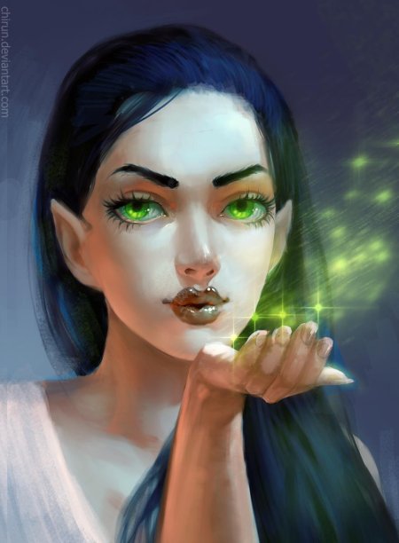 Эльфийка с зелеными глазами