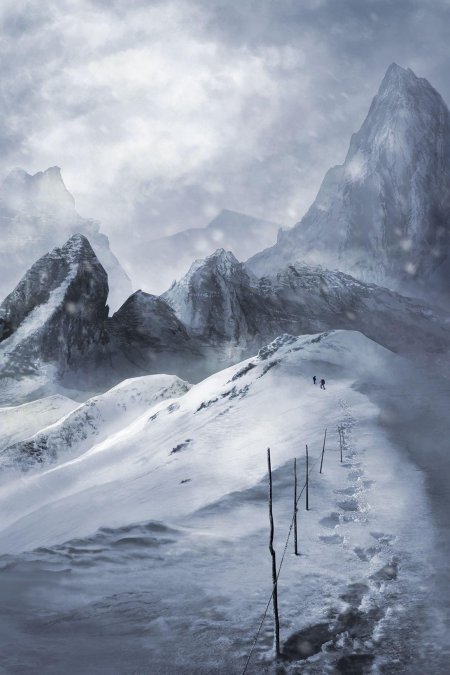 Снежные горы арт