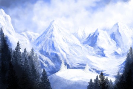 Снежные горы рисунок