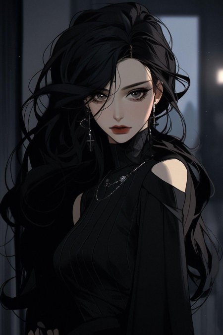 Черноволосая девушка арт