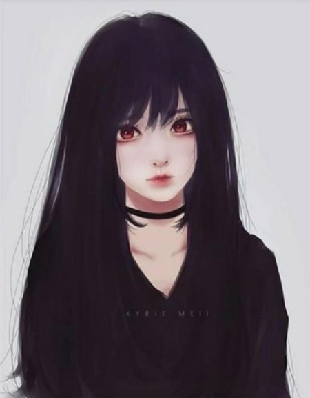 Аниме девушка с черными волосами