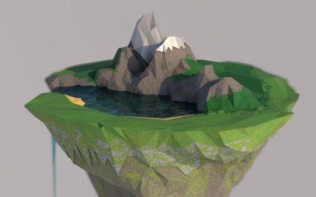 Low poly летающий остров