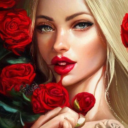 Блондинка с розами