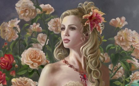 Девушка с розами картина