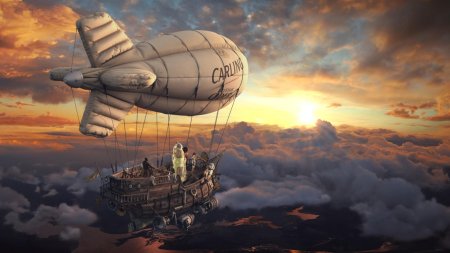 Цеппелин дирижабль в стиле стимпанк